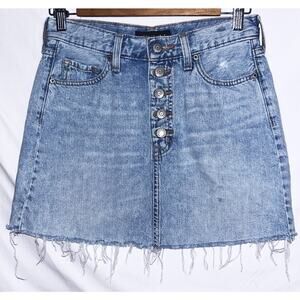 Aeropostale Women's Size 2 High Rise Light Wash Button Fly Denim Mini Skirt